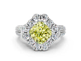White gold Fancy Yellow Cushion  Halo Diamond Engagement Ring with Split Shank and Prong Setting_66