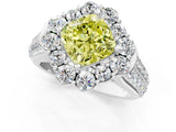 White gold Fancy Yellow Cushion  Halo Diamond Engagement Ring with Split Shank and Prong Setting_67