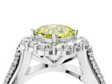 White gold Fancy Yellow Cushion  Halo Diamond Engagement Ring with Split Shank and Prong Setting_68
