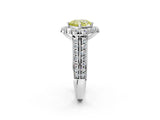 White gold Fancy Yellow Cushion  Halo Diamond Engagement Ring with Split Shank and Prong Setting_68