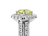 White gold Fancy Yellow Cushion  Halo Diamond Engagement Ring with Split Shank and Prong Setting_69