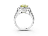 White gold Fancy Yellow Cushion  Halo Diamond Engagement Ring with Split Shank and Prong Setting_69