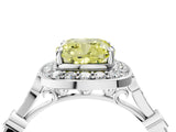 White gold Fancy Yellow Cushion  Halo Diamond Engagement Ring with Twisted Band and Four-Prong Setting 5