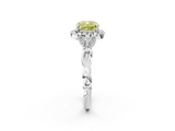 White gold Fancy Yellow Cushion  Halo Diamond Engagement Ring with Vintage-Inspired Band and Four-Prong Setting_5