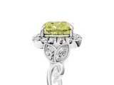 White gold Fancy Yellow Cushion  Halo Diamond Engagement Ring with Vintage-Inspired Band and Four-Prong Setting_8
