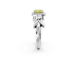 White gold Fancy Yellow Cushion  Halo Diamond Floral Band with Four-Prong Setting_57