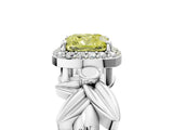 White gold Fancy Yellow Cushion  Halo Diamond Floral Band with Four-Prong Setting_60