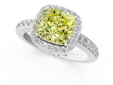 White gold Fancy Yellow Cushion  Halo Diamond Pavé Band Ring with Prong Setting_21