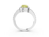 White gold Fancy Yellow Cushion  Halo Diamond Pavé Band Ring with Prong Setting_23
