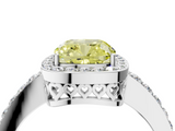 White gold Fancy Yellow Cushion  Halo Diamond Pavé Band Ring with Prong Setting_24