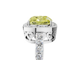 White gold Fancy Yellow Cushion  Halo Diamond Pavé Band Ring with Prong Setting_25