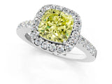 White gold Fancy Yellow Cushion  Halo Diamond Pavé Solitaire Ring_16
