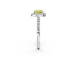 White gold Fancy Yellow Cushion  Halo Diamond Pavé Solitaire Ring_17