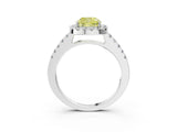 White gold Fancy Yellow Cushion  Halo Diamond Pavé Solitaire Ring_18