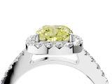 White gold Fancy Yellow Cushion  Halo Diamond Pavé Solitaire Ring_19