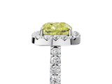 White gold Fancy Yellow Cushion  Halo Diamond Pavé Solitaire Ring_20