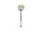 White gold Fancy Yellow Cushion  Halo Diamond Pave Band Ring with Four-Prong Setting_17