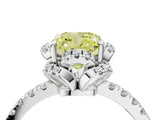 White gold Fancy Yellow Cushion  Halo Diamond Pave Band Ring with Four-Prong Setting_19