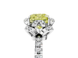 White gold Fancy Yellow Cushion  Halo Diamond Pave Band Ring with Four-Prong Setting_20