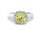 White gold Fancy Yellow Cushion  Halo Diamond Ring with Cathedral Band and Four-Prong Setting_49