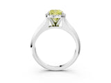 White gold Fancy Yellow Cushion  Halo Diamond Ring with Cathedral Band and Four-Prong Setting_52