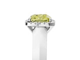 White gold Fancy Yellow Cushion  Halo Diamond Ring with Cathedral Band and Four-Prong Setting_53