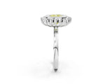 White gold Fancy Yellow Cushion  Halo Diamond Ring with Milgrain Edge and Round Prong Setting_40
