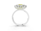 White gold Fancy Yellow Cushion  Halo Diamond Ring with Milgrain Edge and Round Prong Setting_41