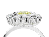 White gold Fancy Yellow Cushion  Halo Diamond Ring with Milgrain Edge and Round Prong Setting_42
