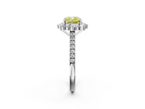 White gold Fancy Yellow Cushion  Halo Diamond Ring with Pavé Band and Prong Setting_37