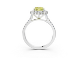 White gold Fancy Yellow Cushion  Halo Diamond Ring with Pavé Band and Prong Setting_39