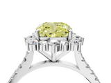 White gold Fancy Yellow Cushion  Halo Diamond Ring with Pavé Band and Prong Setting_40