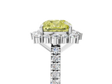 White gold Fancy Yellow Cushion  Halo Diamond Ring with Pavé Band and Prong Setting_41