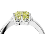 White gold Fancy Yellow Cushion  Halo Diamond Ring with Round Cluster Setting, Solitaire Band, and Four-Prong Setting_41