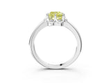 White gold Fancy Yellow Cushion  Halo Diamond Ring with Round Cluster Setting, Solitaire Band, and Four-Prong Setting_52