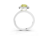 White gold Fancy Yellow Cushion  Halo Diamond Solitaire with Pavé Band and Four-Prong Setting_130