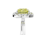White gold Fancy Yellow Cushion  Halo Diamond Solitaire with Pavé Band and Four-Prong Setting_132