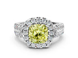 White gold Fancy Yellow Cushion  Halo Diamond Split Shank Engagement Ring with Prong Setting_27
