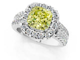 White gold Fancy Yellow Cushion  Halo Diamond Split Shank Engagement Ring with Prong Setting_28