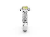 White gold Fancy Yellow Cushion  Halo Diamond Split Shank Engagement Ring with Prong Setting_29