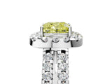White gold Fancy Yellow Cushion  Halo Diamond Split Shank Engagement Ring with Prong Setting_32