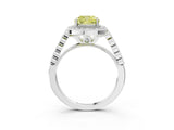 White gold Fancy Yellow Cushion  Halo Milgrain Solitaire with Bezel Set Side Stones and Pave Band_55