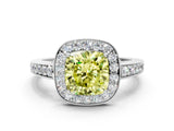 White gold Fancy Yellow Cushion  Halo Pavé Diamond Engagement Ring with Bezel Setting_53