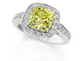 White gold Fancy Yellow Cushion  Halo Pavé Diamond Engagement Ring with Bezel Setting_54