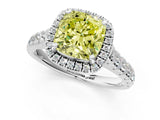 White gold Fancy Yellow Cushion  Halo Pavé Diamond Engagement Ring with Four-Prong Setting_27