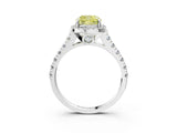 White gold Fancy Yellow Cushion  Halo Pavé Diamond Engagement Ring with Four-Prong Setting_29