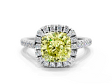 White gold Fancy Yellow Cushion  Halo Pavé Diamond Engagement Ring with Four-Prong Setting_3