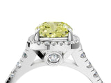 White gold Fancy Yellow Cushion  Halo Pavé Diamond Engagement Ring with Four-Prong Setting_30