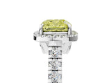White gold Fancy Yellow Cushion  Halo Pavé Diamond Engagement Ring with Four-Prong Setting_31