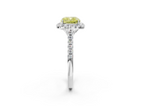 White gold Fancy Yellow Cushion  Halo Pavé Diamond Engagement Ring with Four-Prong Setting_5